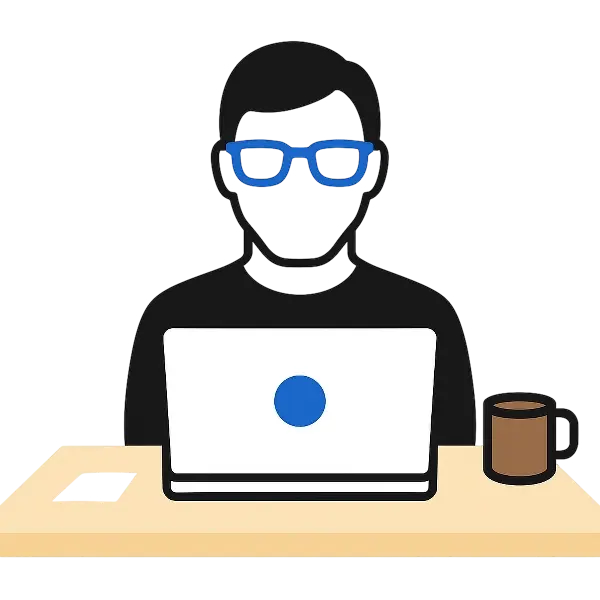 Developer working at desk with laptop